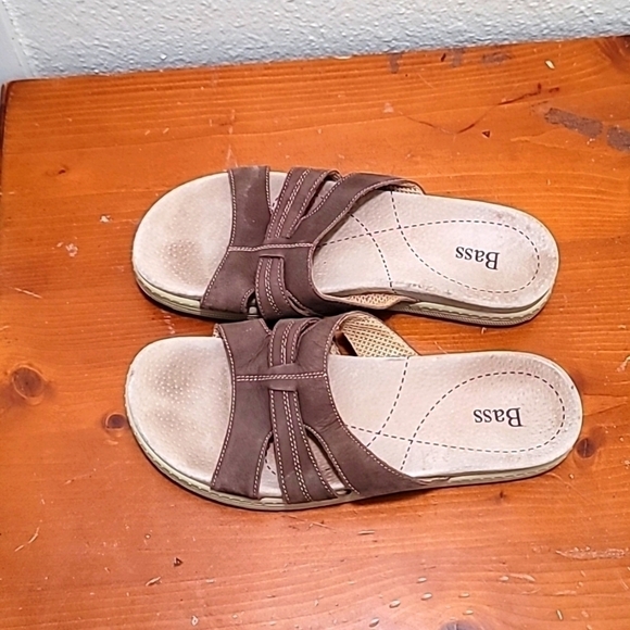 BASS SLIDES  WOMEN'S LEATHER MONTEGO  BROWN SIZE 8.5 - Picture 3 of 7